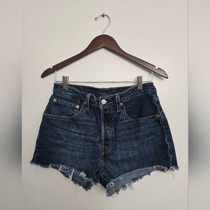 Levi's 501 High Rise Cut Off Denim Shorts - Dark Wash - Size 30
